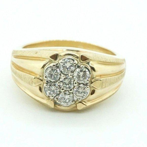 Estate Sale 14K Yellow Gold Diamond Mens Pinky Ring Size 11.5 - Picture 2 of 4